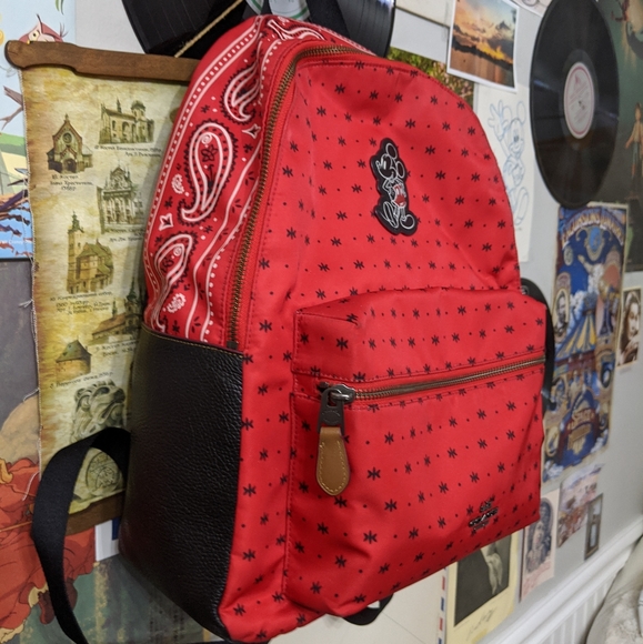 Disney Mickey x Coach Backpack, Red Bandana - RARE Large Version, 15 x 12 - Picture 2 of 5